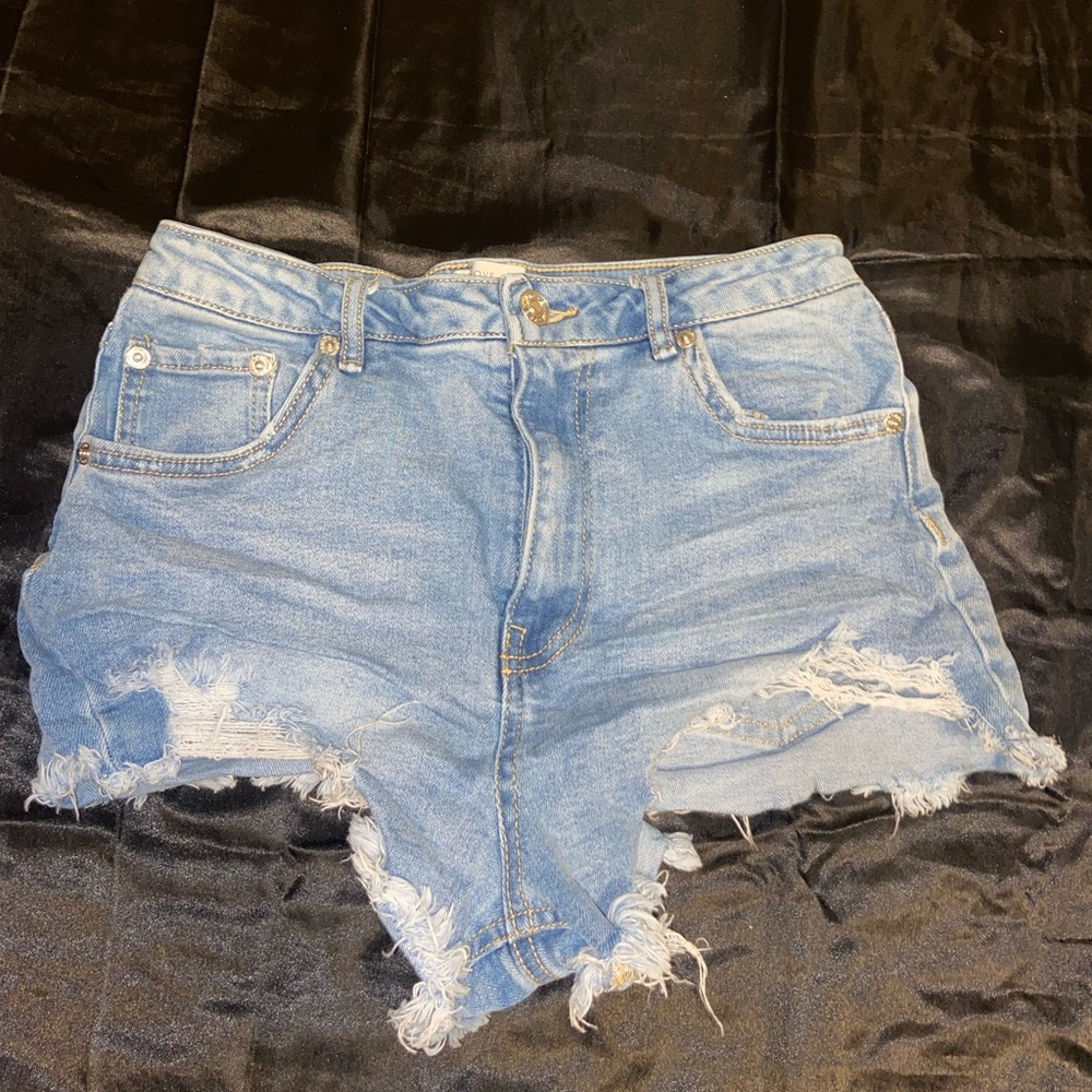 Twp pair jean blue wash ripped shorts